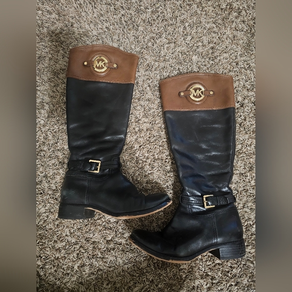 Michael Kors Black and Brown Riding Boots - Picture 1 of 6